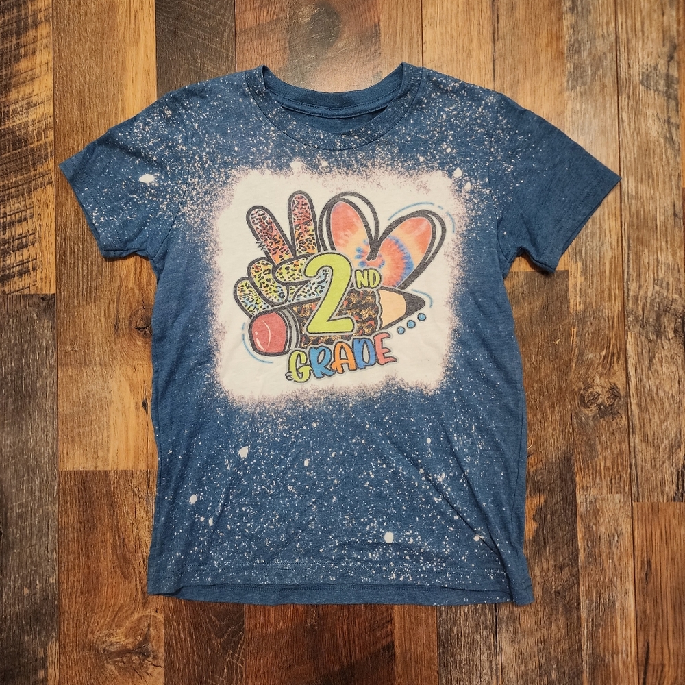 Custom-made Bella Canvas Bleached 2nd Grade Shortsleeve T-shirt. Size YS.
